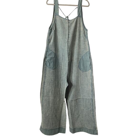Zenana Pants - Zenana Teal Gauze Cotton Wide Leg Overalls Jumpsuit Boho New